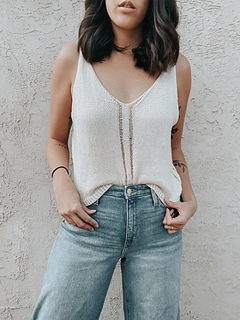 35.5" garment on 33" bust, body knit to 8", straps knit to 2.5"