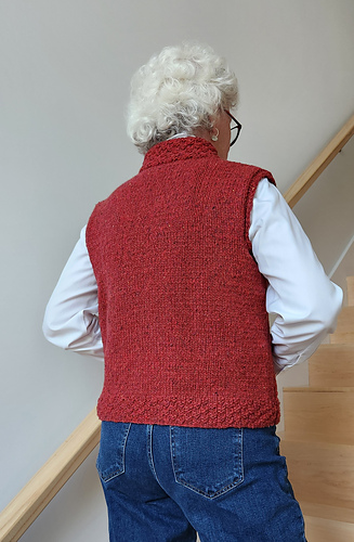 BT Quarry (aran weight). The cables didn't present well with the yarn, so she worked a double moss. 