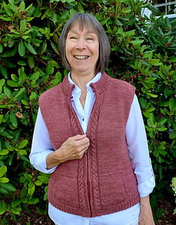 Heavenly Yarns, Helen. Aran weight worked as worsted. US 7 needle. 4 skeins. color: Rosewood
