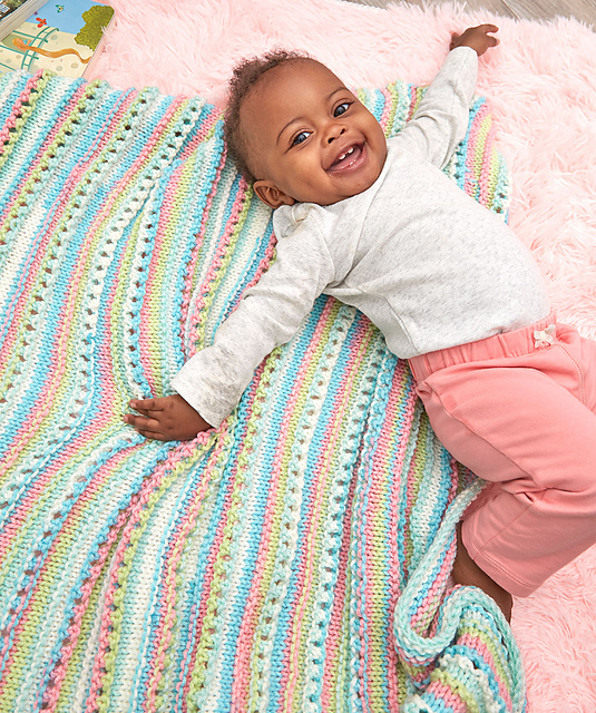 Ravelry SelfStriping Baby Blanket pattern by Nancy J. Thomas
