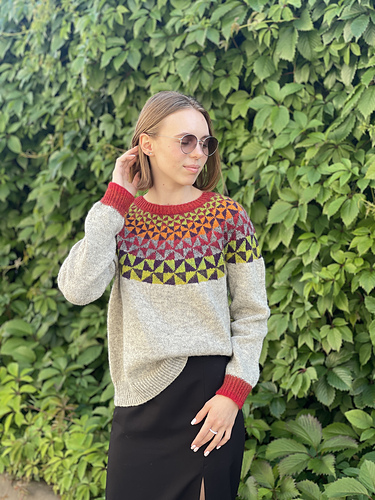 Multicolor Geometrisk Genser - Rose Marinne