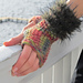 Eva, textured fingerless mitts edged with fur pattern 