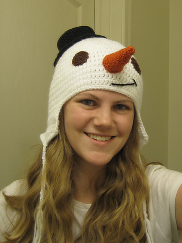 Frosty the Snowman Crocheted Earflap Hat photo 1
