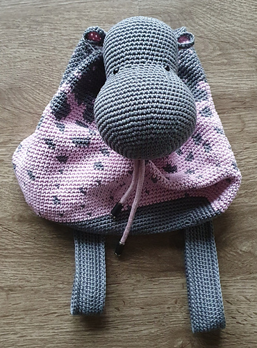 Cute Hippo Pattern Print Backpack main image 1