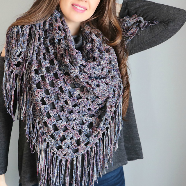 loops and threads shimmer shawl