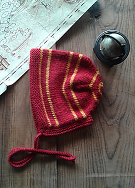 Red and Mustard Baby Bonnet