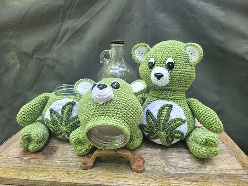Pot Leaf Stash Jar Bear - Raechel Kammers