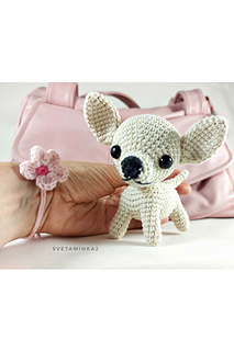 Crocheted Chihuahua for cheering up your workspace.