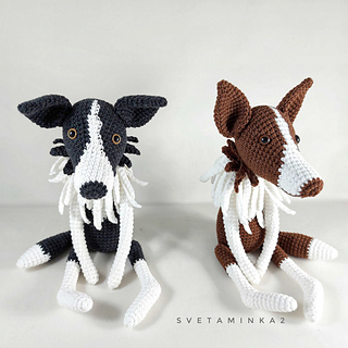 Border Collie amigurumi dogs.