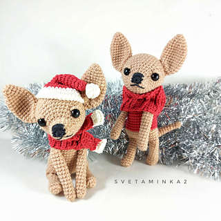 Amigurumi Dogs in a Festive Santa Hat or Cozy Fake Vest!