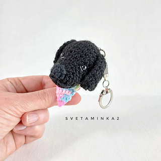 Keychain Dog Crochet Pattern Labrador Black.