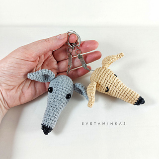 Crochet Keychain Pattern Charming Dog Head - Greyhound, Whippet, Italian Greyhound, Spanish Galgo, Sighthound & More!