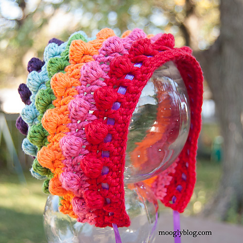 Blackberry Salad Striped Baby Bonnet photo 1