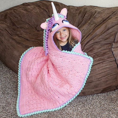 Ravelry Hooded Unicorn Blanket pattern by Joni Memmott / BriAbby