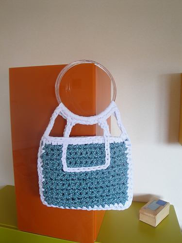 Green Polka Dot fabric yarn bag photo 1