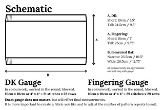 Schematic for the Way Home Cowl. All details are in the Pattern Notes