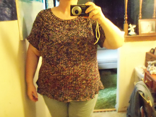 Ribbed Round Yoke Short-Sleeve Summer Sweater photo 2