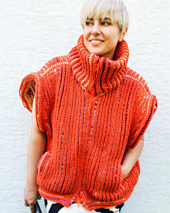 Size M, Sherbet. Zipped stand-collar and oversized fit.