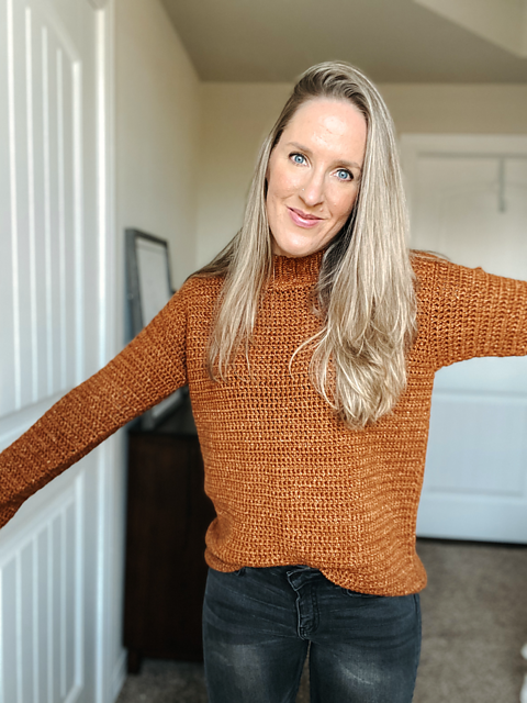 crochet mock neck sweater