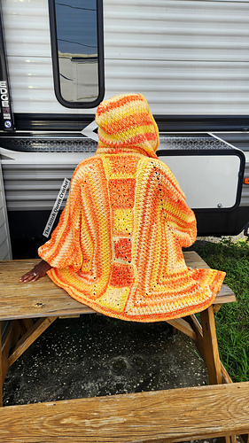 Big Twist Yellow Orange Sunrise Ombre Hexagon Alpine Stitch Crochet Cardigan Sweater Pattern Video