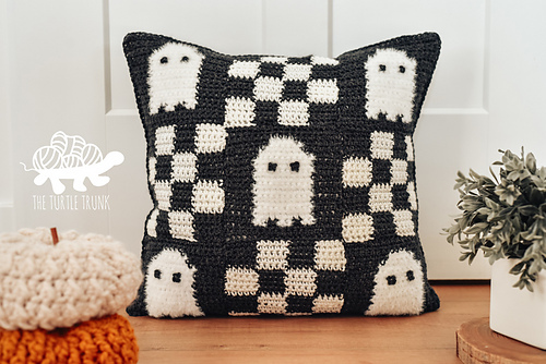 Ravelry: Checkered Ghost Pillow pattern by The Turtle Trunk