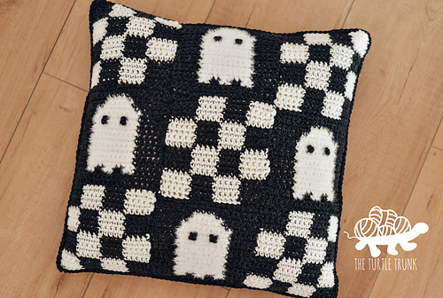 Ravelry: Checkered Ghost Pillow pattern by The Turtle Trunk
