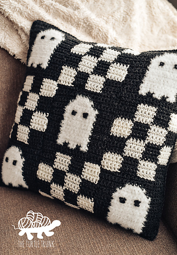 Ravelry: Checkered Ghost Pillow pattern by The Turtle Trunk