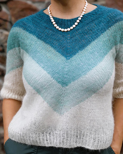 トップス Geometric Pattern Knitted Top - blue Ravelry: Geometry Top pattern by Nataliya Polyakov