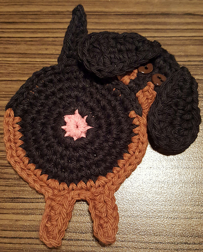 Peeking Dog Butt Coaster - Upper Crust Crochet