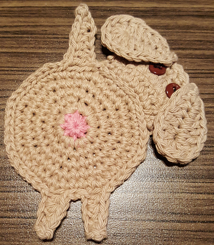 Peeking Dog Butt Coaster - Upper Crust Crochet