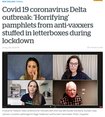 The designer (top right). Is a founding member of Voices for Freedom - a anti-vax conspiracy group that's causing very real harm to people though deliberate misinformation.