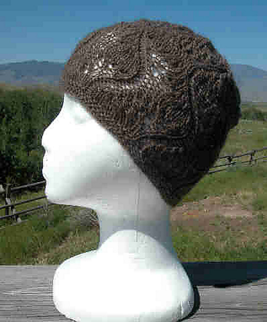 Ravelry MOCO Qiviut Wavy Feathers Cap pattern by Caryll McConnell