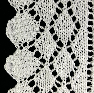 This is how the edging's front side looks while knitting, although this swatch is blocked.
