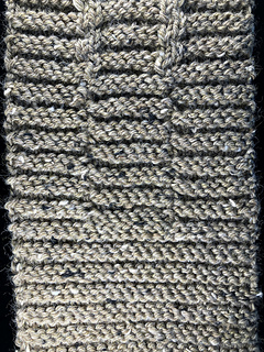 Comparison of Garter Ribbing (bottom), simpler Rugged Road (middle) and Rugged Road with stockinette columns (top)