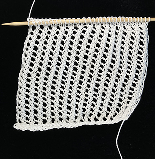 Swatch started to bias while knitting it but it'll straighten with blocking.