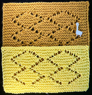 Wool yarn on top, cotton yarn on bottom