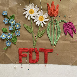 L-R: Forget-me-not; Daisy, Leaf; Tulip; BELOW: Moogly Alphabet