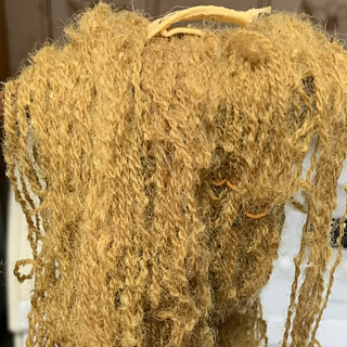 Copper-mordanted (Bond) skein changes from green to brown when heat is applied. This is after 40 min.