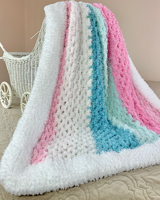 Ravelry The Fuzzy Mesh Baby Blanket pattern by Maggie Haskell