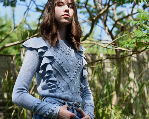 Ruffleskrage Genser - Zanete Knits